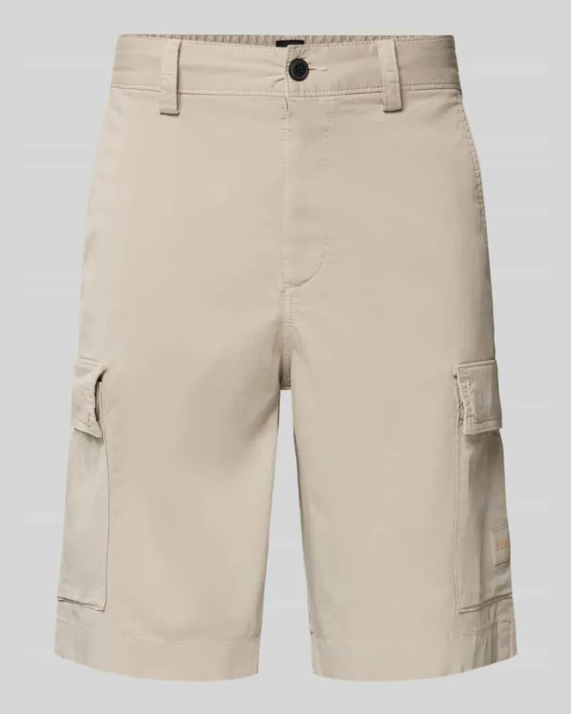 HUGO BOSS Relaxed Fit Cargoshorts aus Baumwoll-Mix Modell 'SISLA Hellgrau
