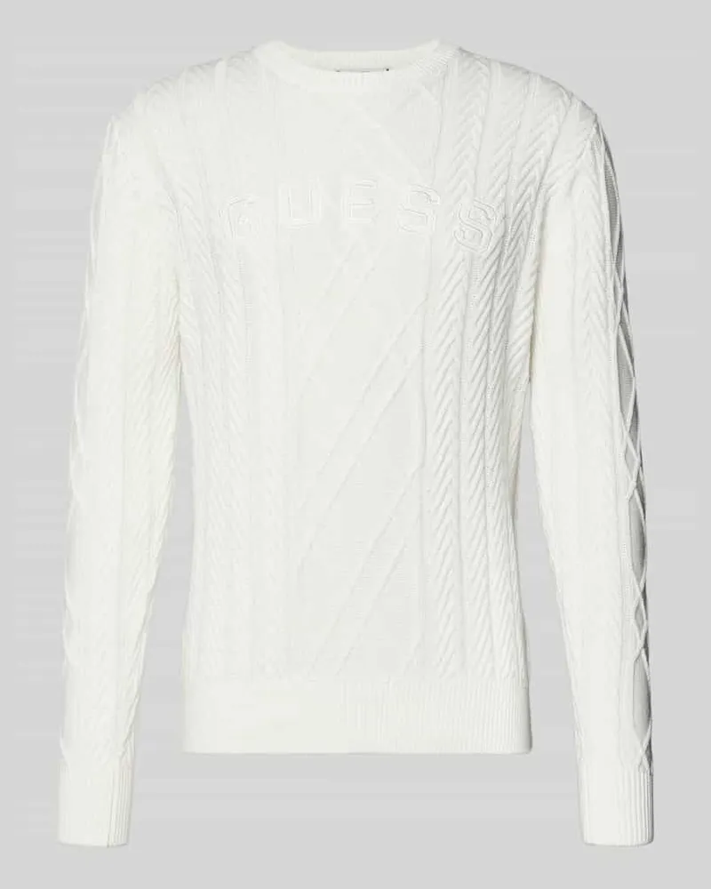 Guess Strickpullover aus Baumwoll-Modal-Mix Weiss