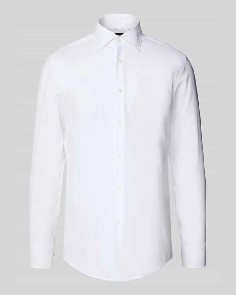 HUGO BOSS Slim Fit Businesshemd aus Baumwoll-Mix Modell 'HANK Weiss