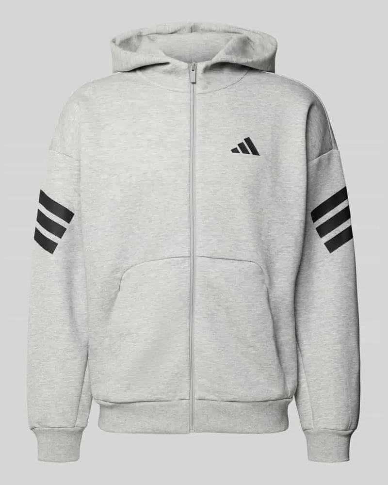 adidas Sweatjacke mit Kapuze und Logo Mittelgrau