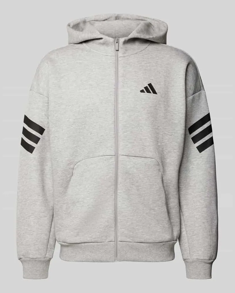 adidas Sweatjacke mit Kapuze und Logo Mittelgrau
