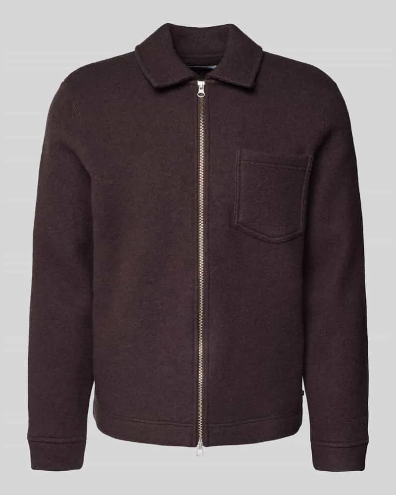 Samsøe & Samsøe Regular Fit Hemdjacke mit Zweiwege-Reißverschluss Modell 'HANNES Dunkelbraun