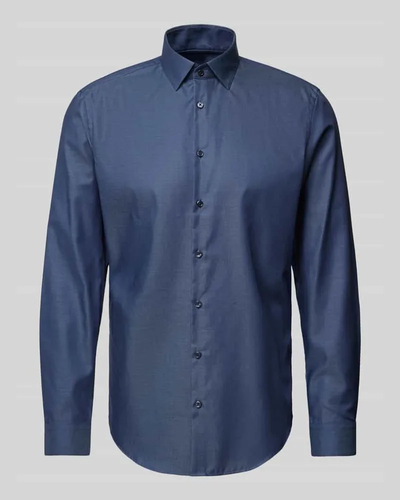 JAKE*S Slim Fit Business-Hemd mit Kentkragen Marine