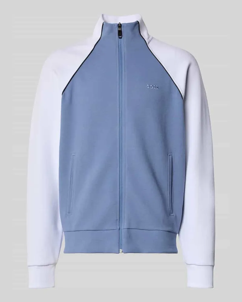 HUGO BOSS Regular Fit Sweatjacke aus Baumwoll-Mix Modell 'JOIN SKAZ Blau