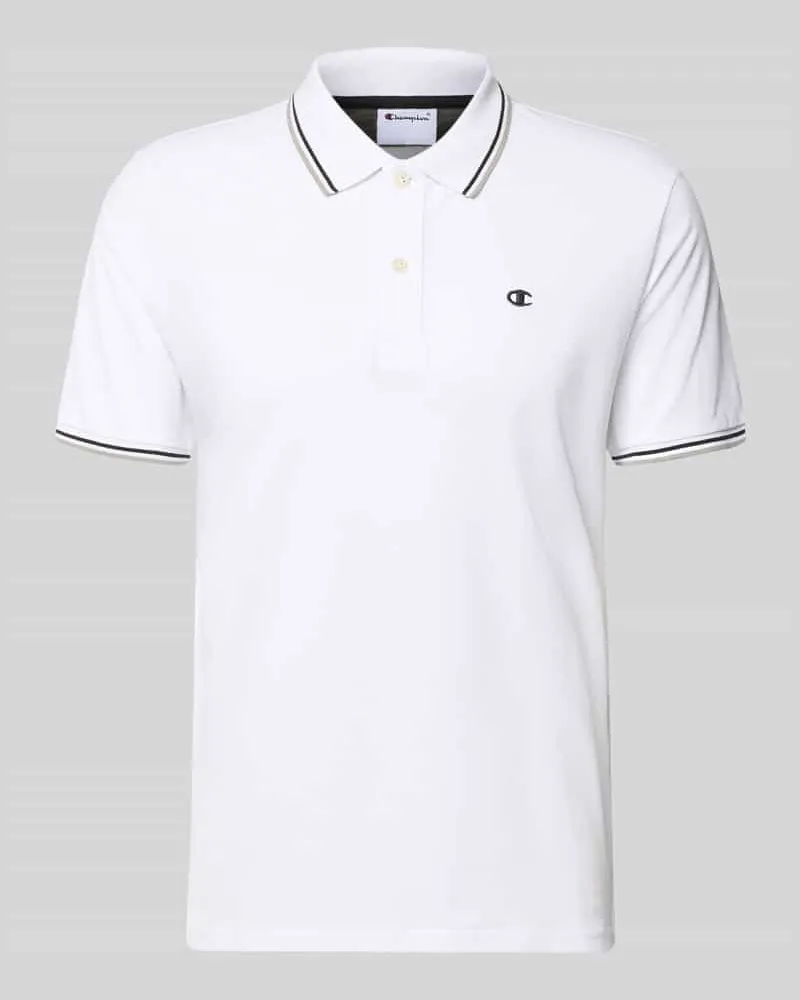 Champion Slim Fit Poloshirt mit Label-Stitching Weiss