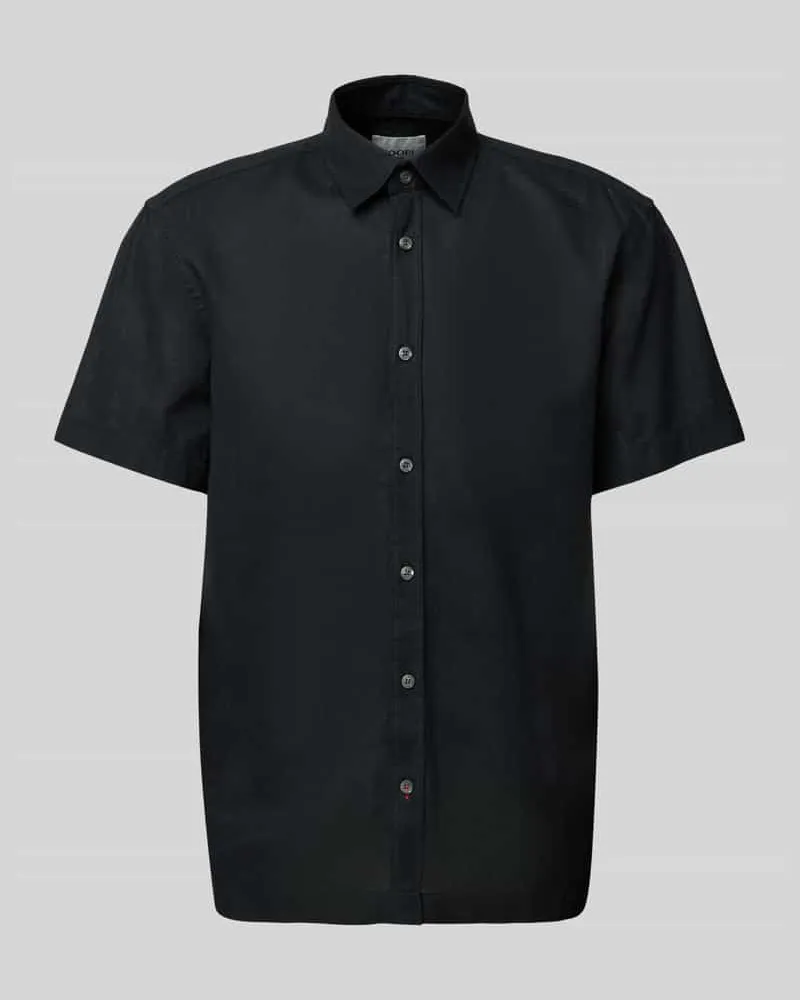 JOOP! Regular Fit Freizeithemd aus Leinen-Baumwoll-Mix Black