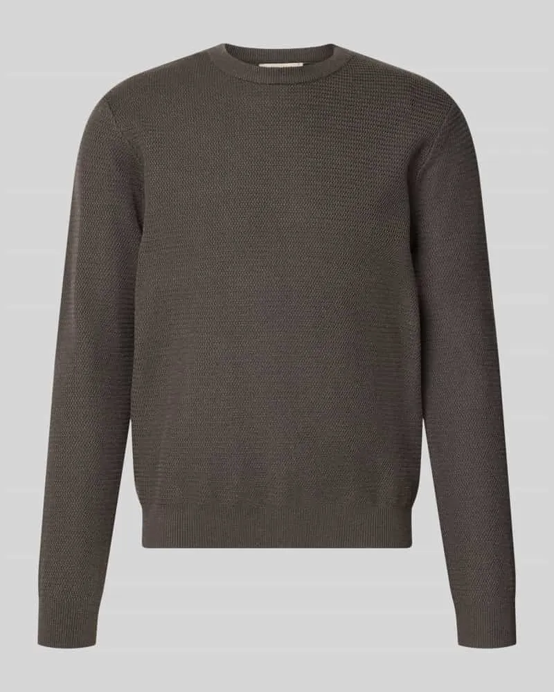 Only & Sons Strickpullover aus Viskose-Mix mit Jacquardstruktur und Rundhalsausschnitt Schlamm