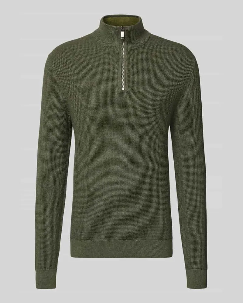 McNeal Strickpullover mit Stehkragen Khaki