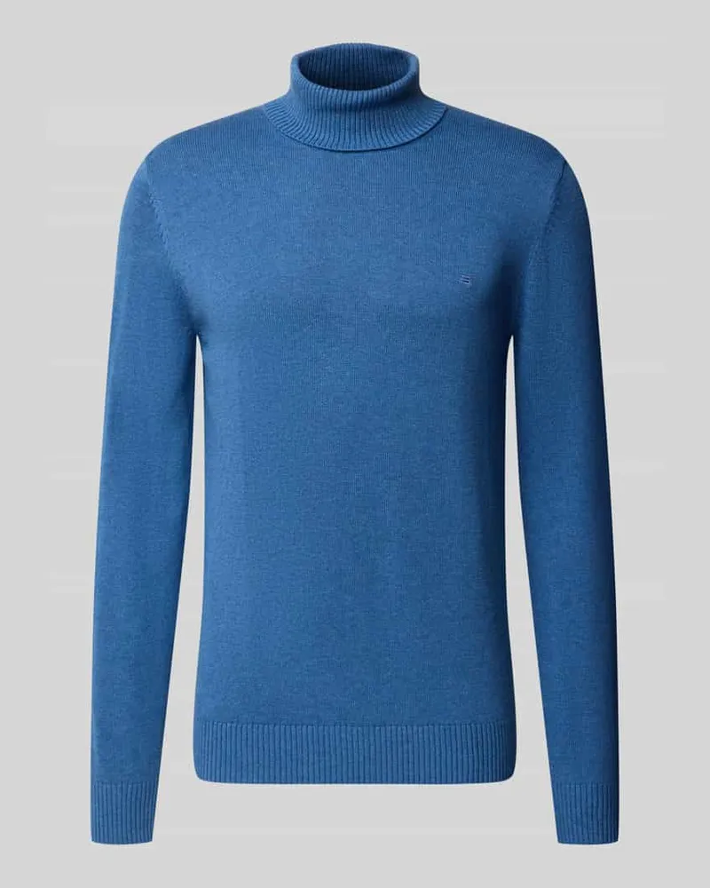 Christian Berg Regular Fit Strickpullover aus Baumwoll-Woll-Mix mit Rollkragen Jeansblau
