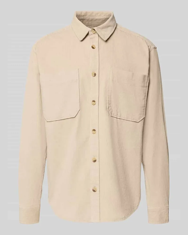 Only & Sons Loose Fit Freizeithemd aus reiner Baumwolle Modell 'ALP Beige