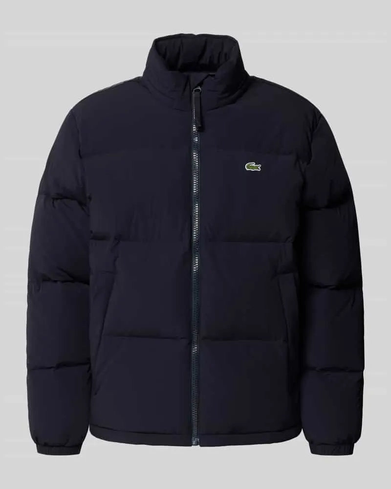 Lacoste Regular Fit Daunenjacke mit Stehkragen und integrierter Kapuze Dunkelblau