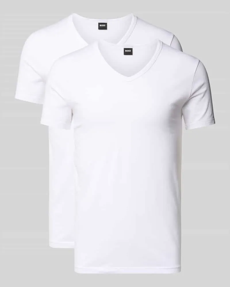 HUGO BOSS T-Shirt mit V-Ausschnitt im 2er-Pack Modell 'Modern Weiss