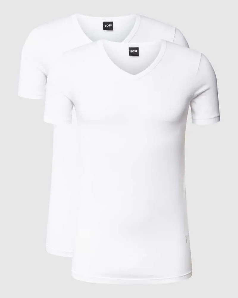 HUGO BOSS T-Shirt mit V-Ausschnitt im 2er-Pack Modell 'Modern Weiss