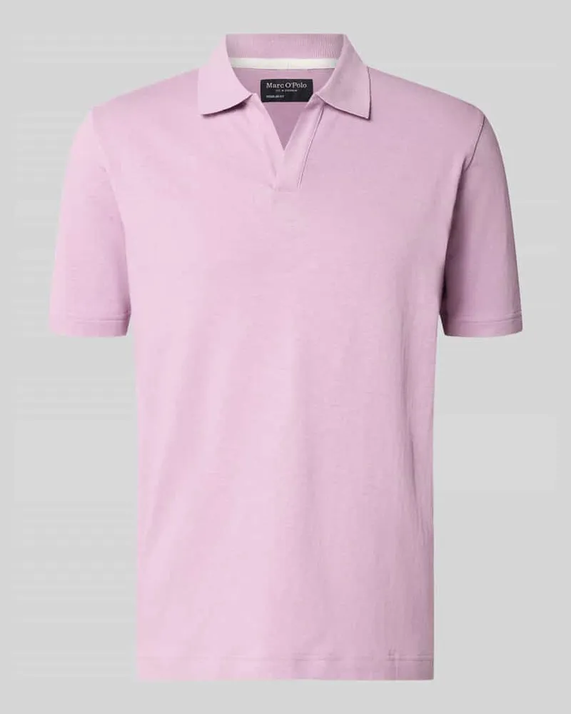 Marc O'Polo Regular Fit Poloshirt aus Baumwoll-Leinen-Mix Flieder