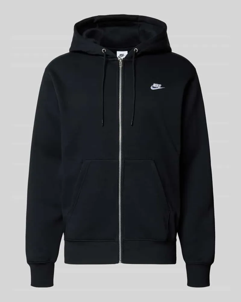 Nike Sweatjacke mit Label-Stitching und Känguru-Tasche Black