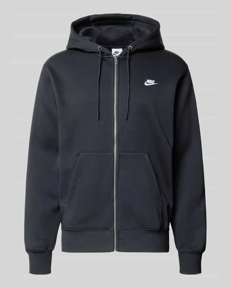 Nike Sweatjacke mit Label-Stitching und Känguru-Tasche Black