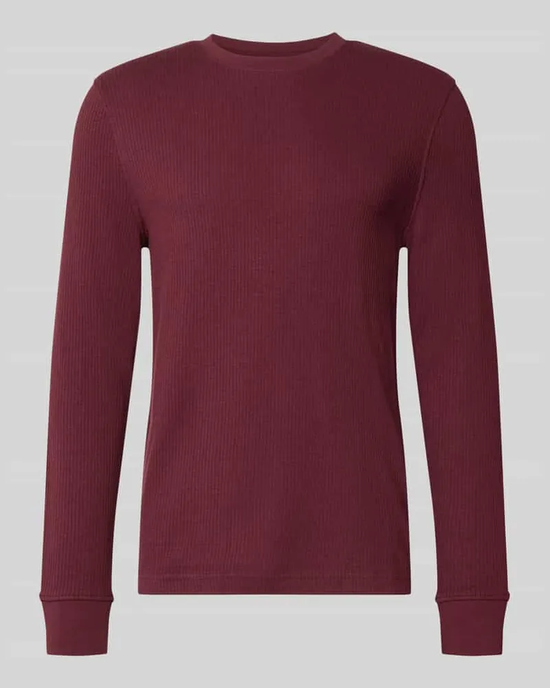 McNeal Longsleeve mit Ripp-Struktur Dunkelrot