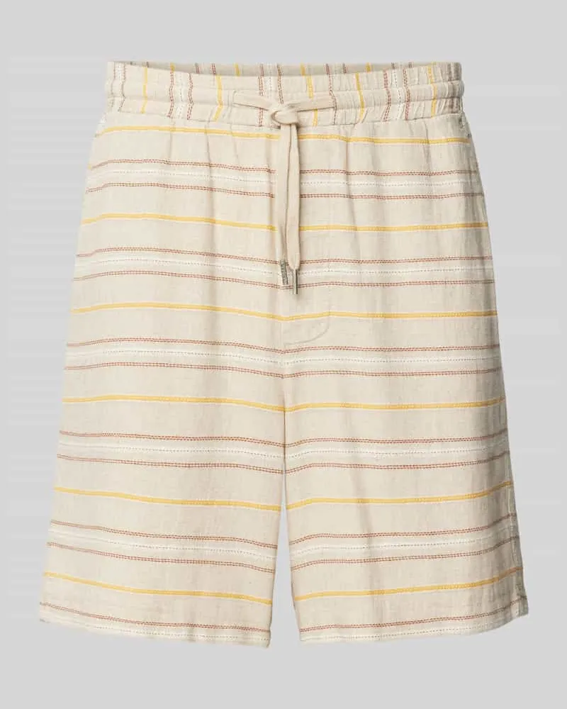 Mazine Regular Fit Leinenshorts mit Tunnelzug Beige