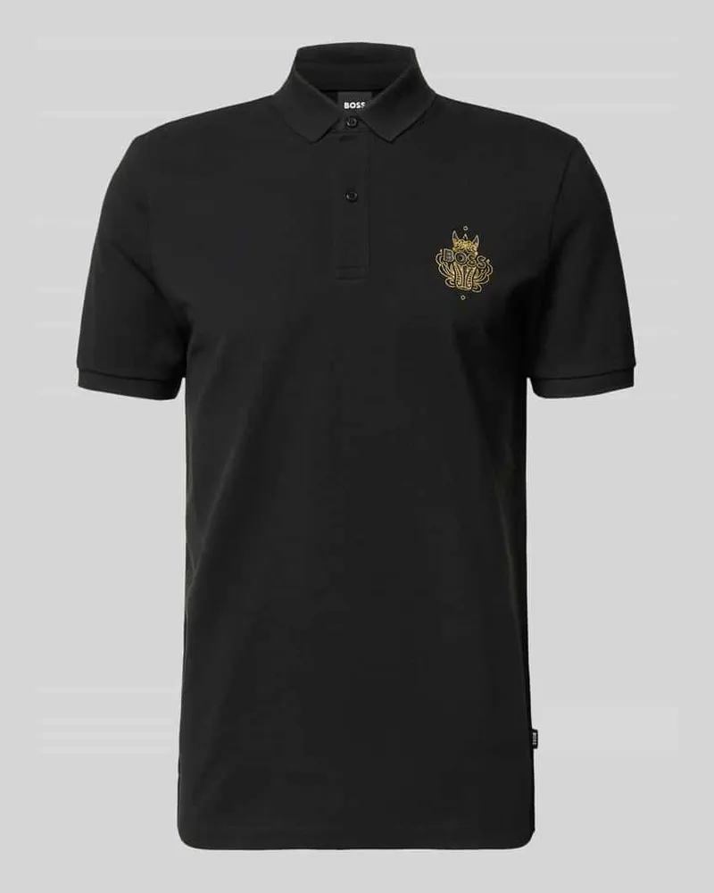 HUGO BOSS Regular Fit Poloshirt aus reiner Baumwolle Modell 'QIANG Black