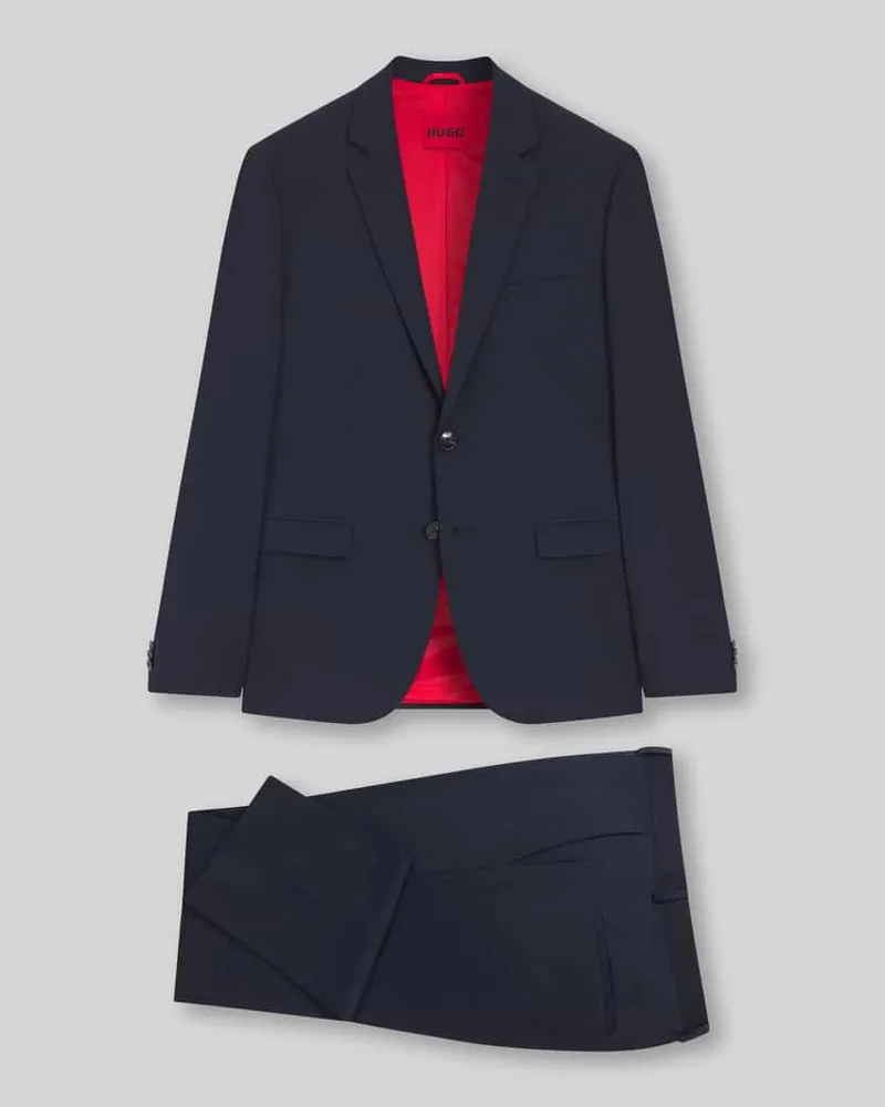 HUGO BOSS Super Slim Fit Anzug aus Woll-Mix Modell 'ARTI/HESTEN Marine