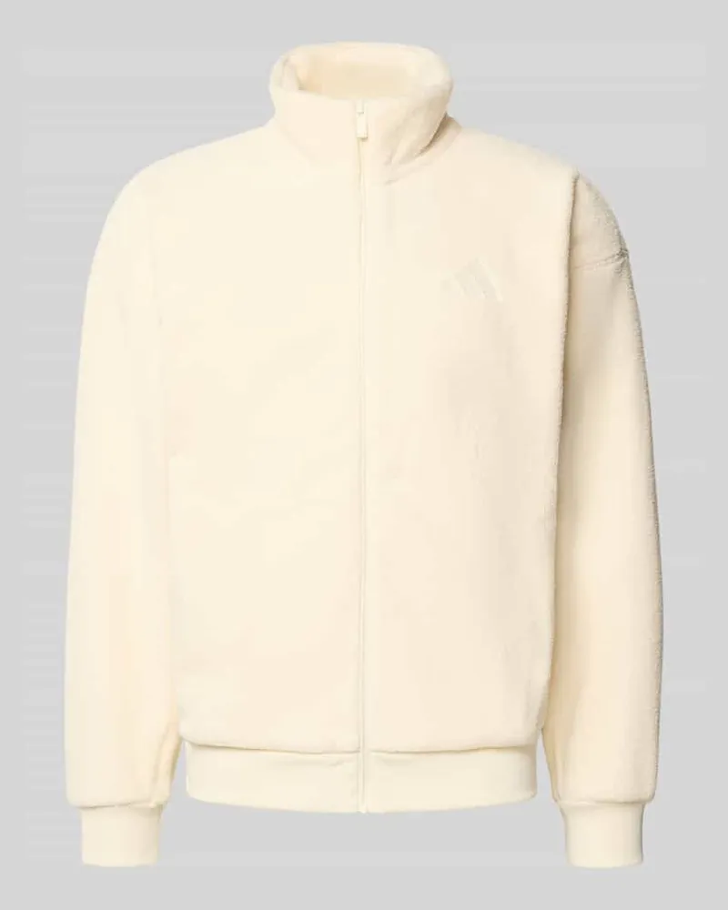 adidas Fleecejacke mit Stehkragen und Label-Stitching Offwhite