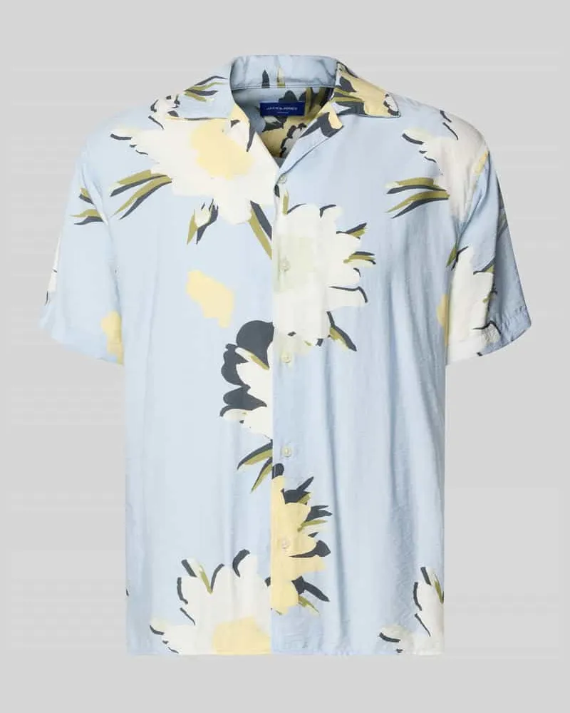 Jack & Jones Regular Fit Freizeithemd im Allover-Look Modell 'TAVIRA MARSHALL Hellblau