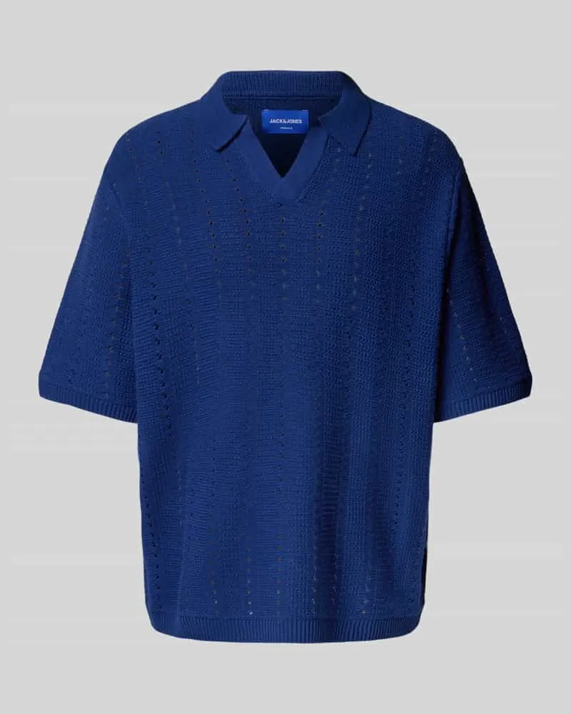 Jack & Jones Relaxed Fit Poloshirt mit Lochmuster Modell 'PAROS Dunkelblau
