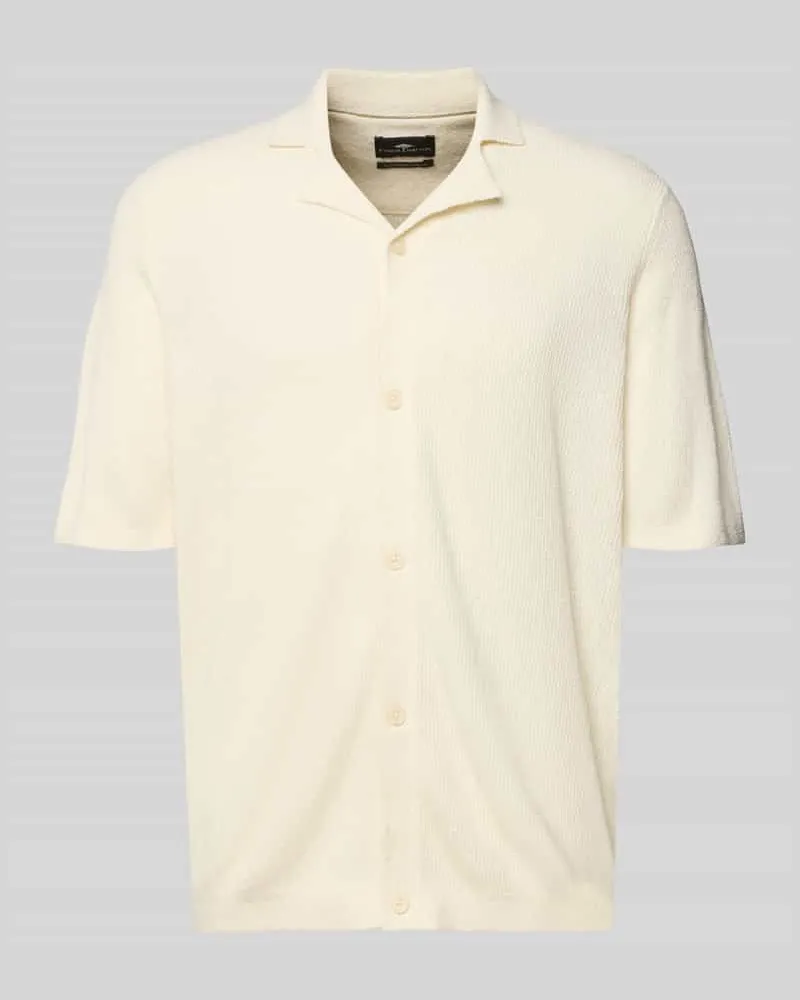 Fynch-Hatton Regular Fit Freizeithemd in Bouclé-Optik Offwhite