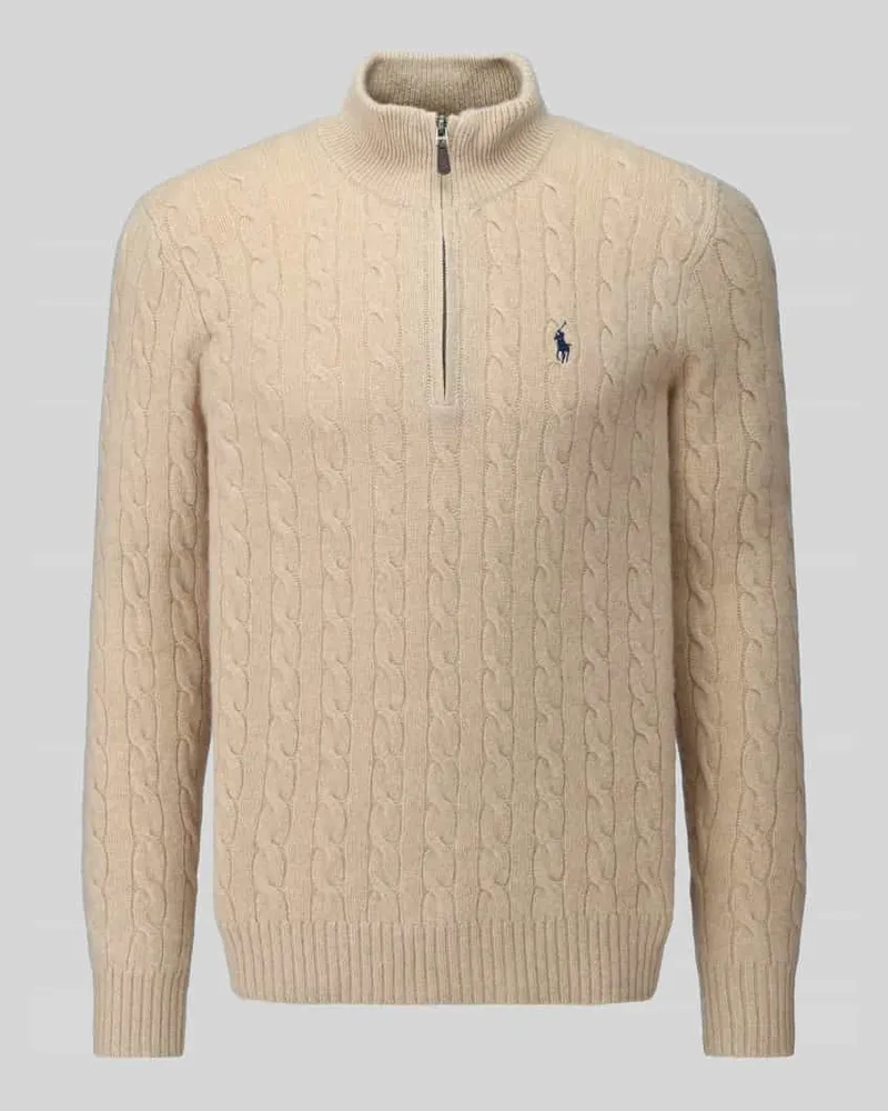 Ralph Lauren Regular Fit Troyer aus Woll-Kaschmir-Mix Camel