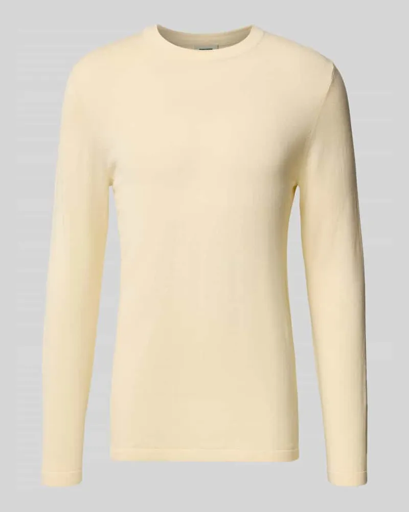 Drykorn Slim Fit Strickpullover aus Baumwoll-Woll-Mix Beige