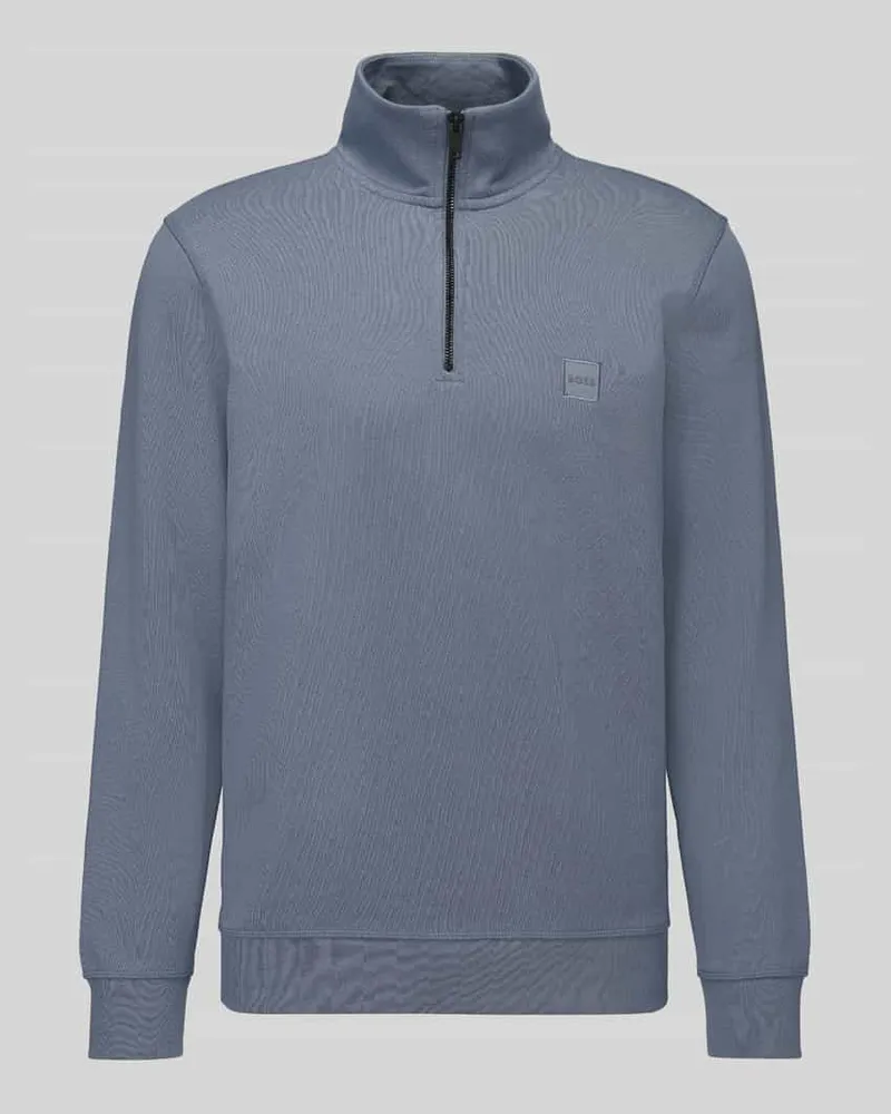 HUGO BOSS Regular Fit Troyer aus reiner Baumwolle Modell 'Zetrust Blau
