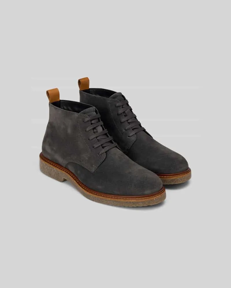 Marc O'Polo Boots aus Rindvelours mit Kreppsohle Anthrazit