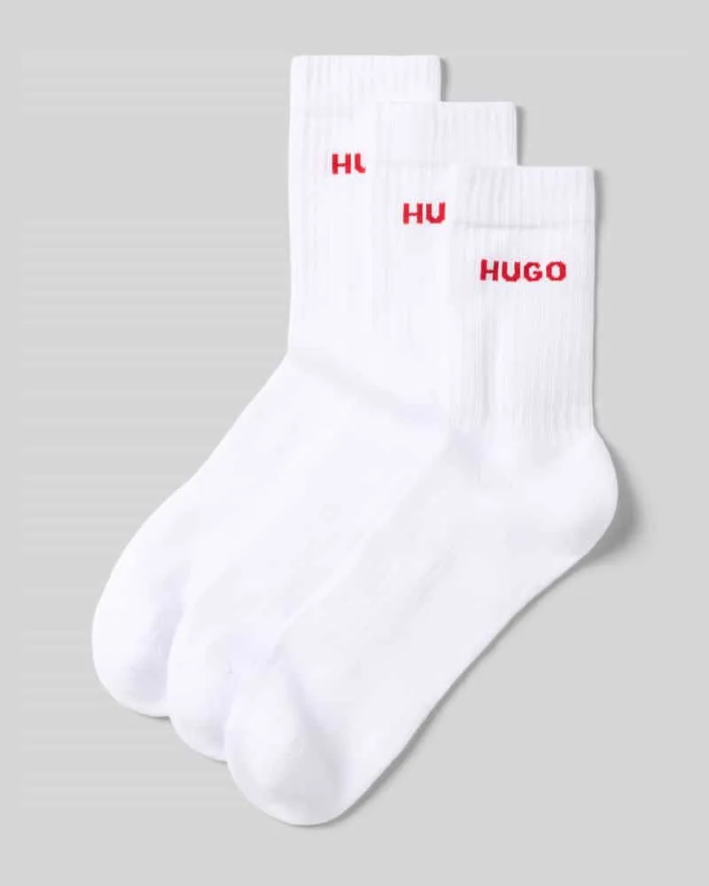 HUGO BOSS Socken mit Logo-Schriftzug im 3er-Pack Weiss