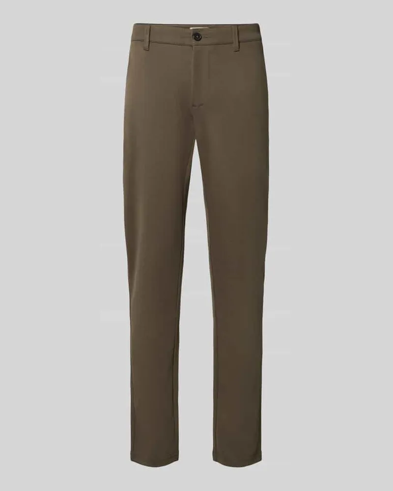 Only & Sons Slim Fit Chino aus Viskose-Mix Modell 'MARK Schlamm