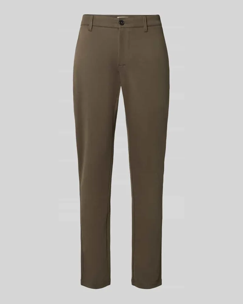 Only & Sons Slim Fit Chino aus Viskose-Mix Modell 'MARK Schlamm