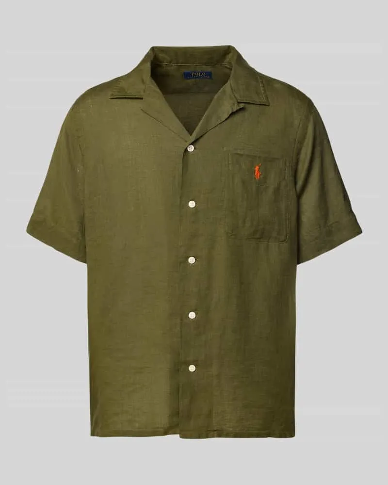 Ralph Lauren Custom Fit Leinenhemd mit Resortkragen 