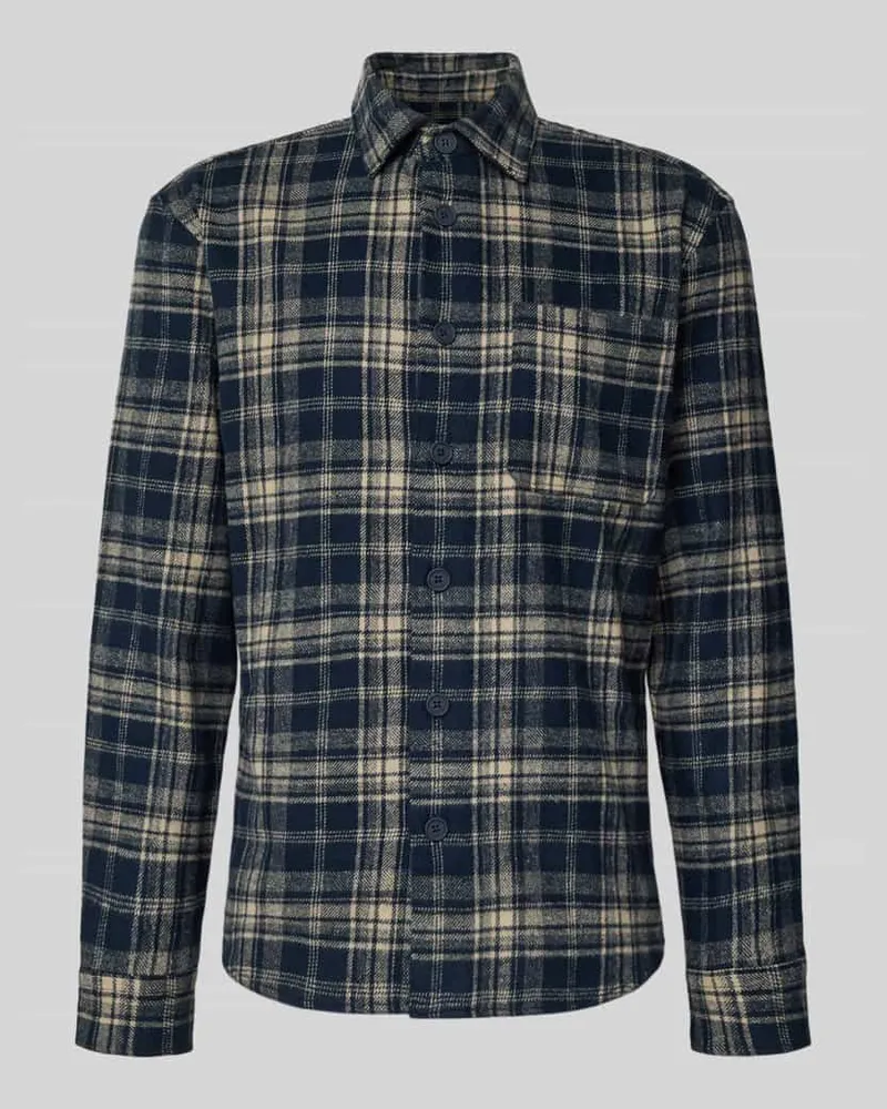 McNeal Relaxed Fit Freizeithemd aus Flanell mit Kentkragen Dunkelblau