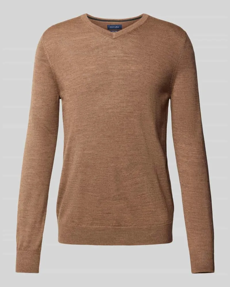 Christian Berg Regular Fit Strickpullover mit Woll-Anteil Mittelbraun