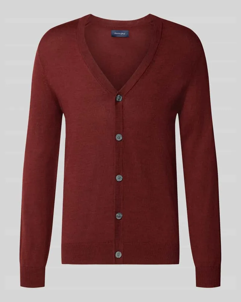 Christian Berg Cardigan aus Woll-Mix mit V-Ausschnitt Bordeaux