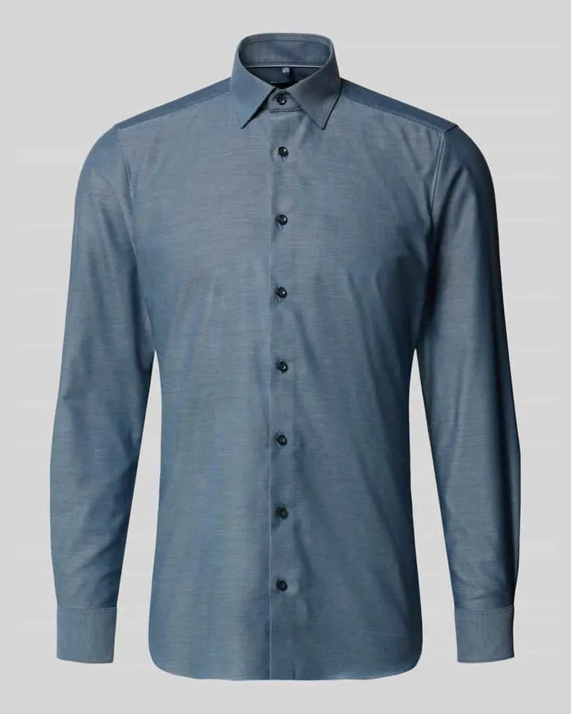Olymp Slim Fit Businesshemd mit Kentkragen Jeansblau