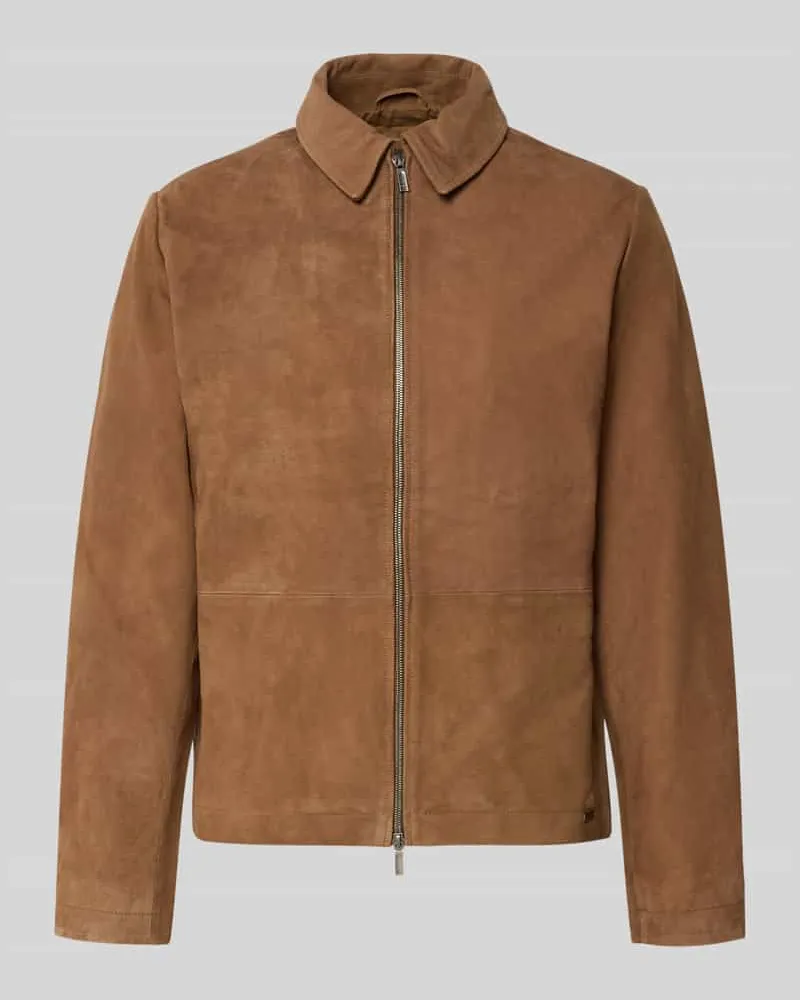 Fynch-Hatton Jacke mit Zweiwege-Reißverschluss und Kentkragen Cognac