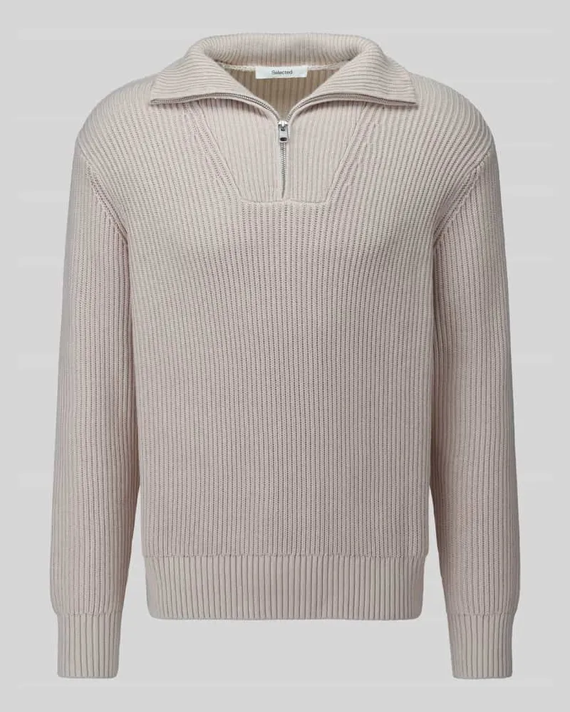 Selected Regular Fit Troyer aus reiner Baumwolle Modell 'DRY Offwhite