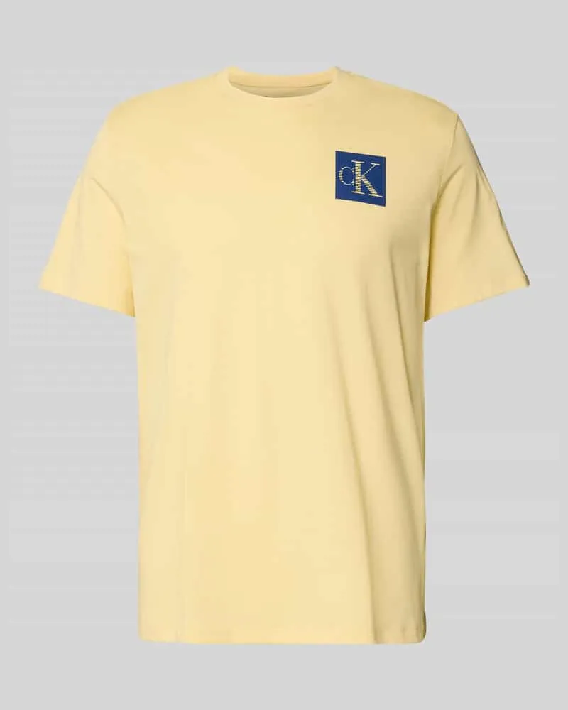 Calvin Klein Regular Fit T-Shirt aus reiner Baumwolle mit Logo-Print Gelb