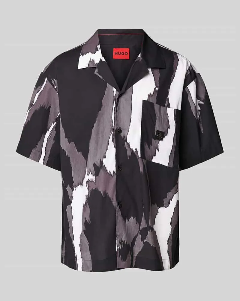HUGO BOSS Relaxed Fit Freizeithemd mit 1/2-Arm Modell 'Egeeno Black