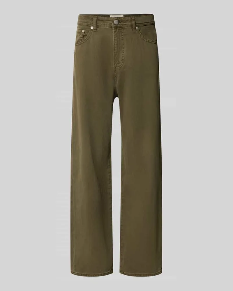 Jack & Jones Straight Fit Jeans aus reiner Baumwolle Modell 'ALEX ORIGINAL Oliv