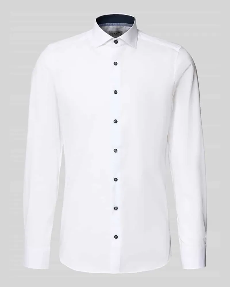 Olymp Body Fit Business-Hemd aus Baumwolle mit Kentkragen Weiss