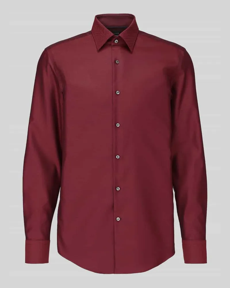 HUGO BOSS Slim Fit Businesshemd aus reiner Baumwolle Modell 'H-Hank-K Bordeaux