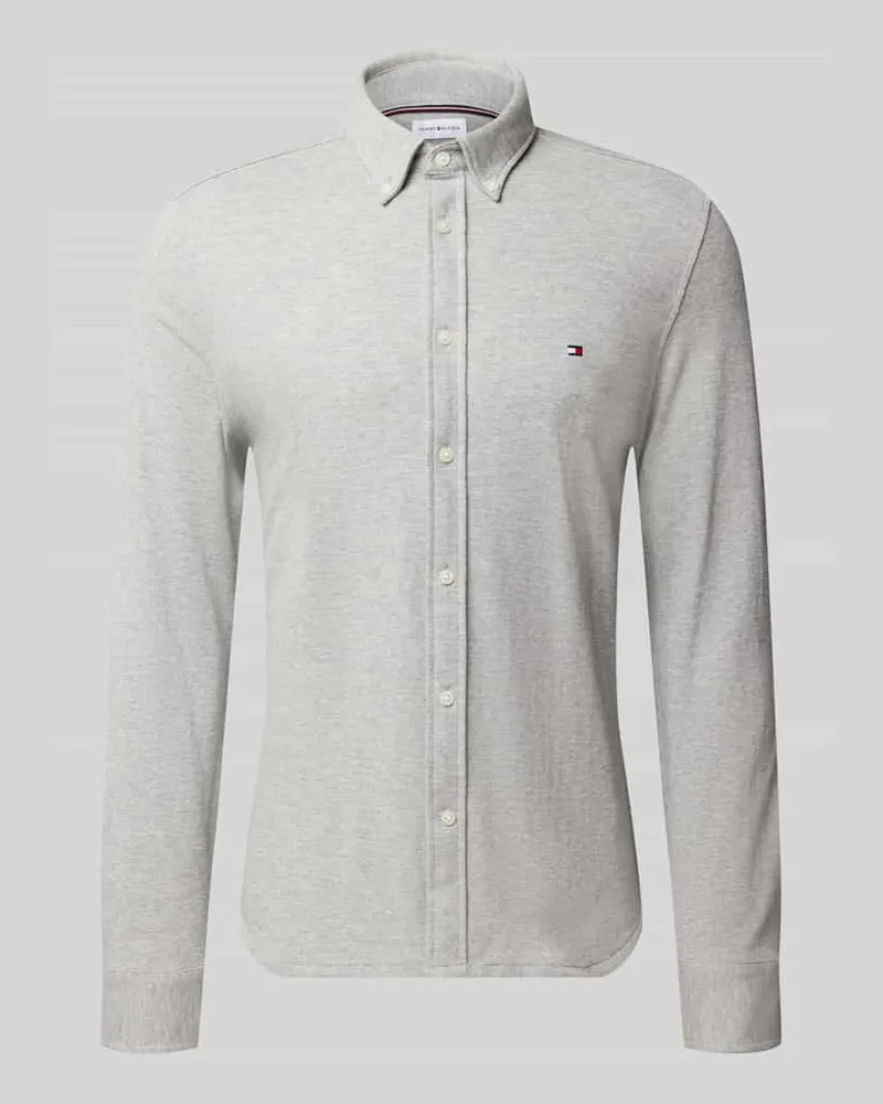 Tommy Hilfiger Slim Fit Freizeithemd mit Logo-Stickerei Hellgrau