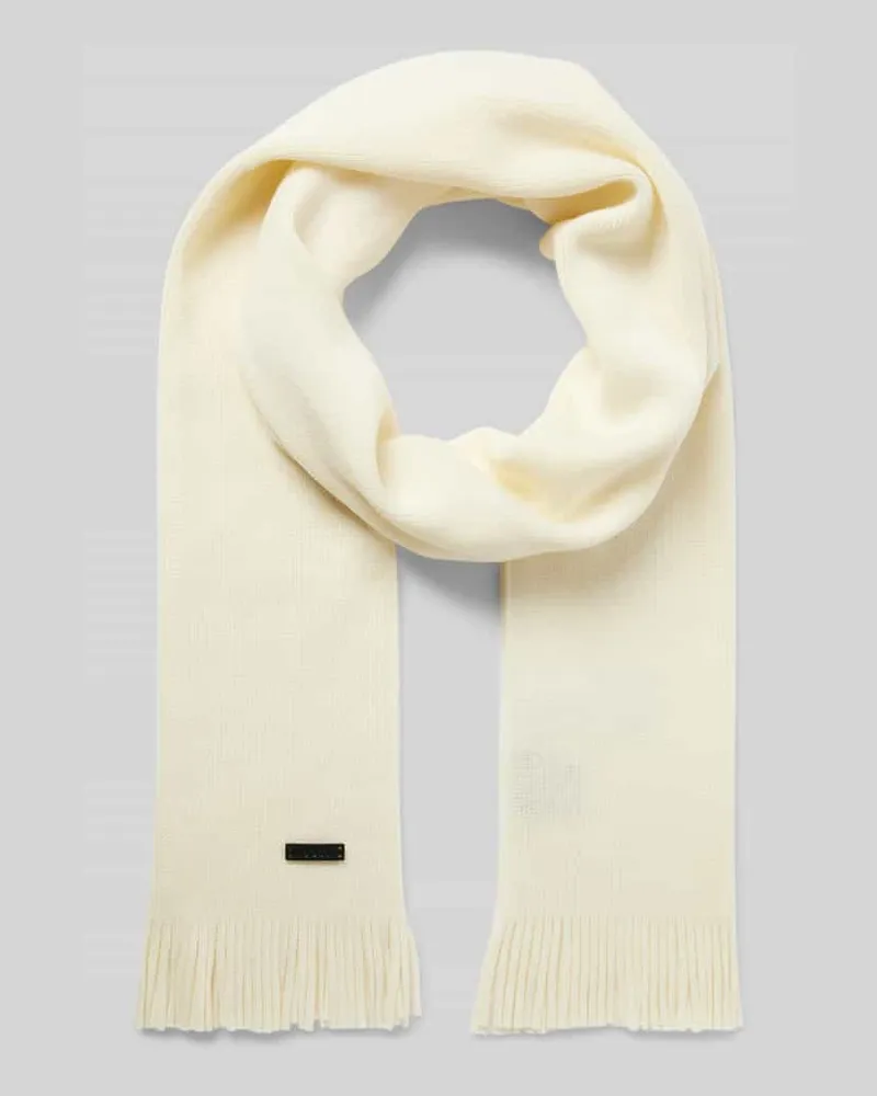 HUGO BOSS Wollschal mit Label-Patch Modell 'Albas 