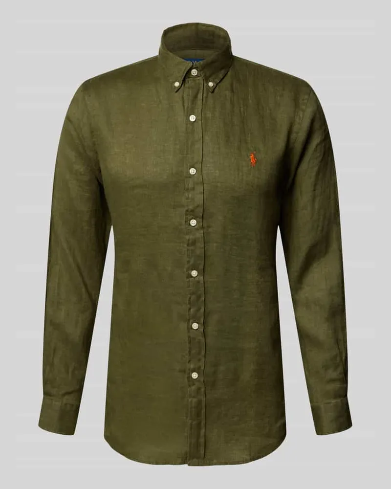 Ralph Lauren Slim Fit Freizeithemd aus reinem Leinen Oliv